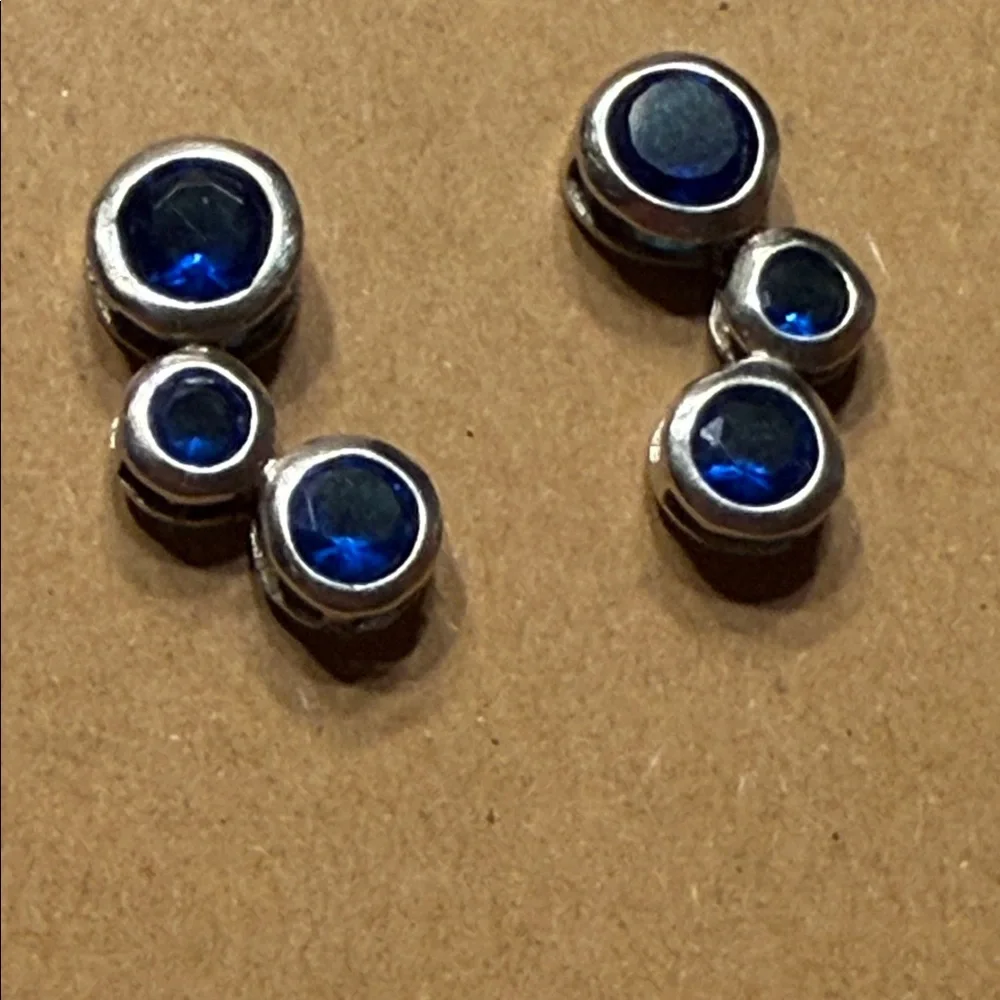 925 Sterling Silver Ear Climber Earrings with Blue Topaz or Sapphire Stones